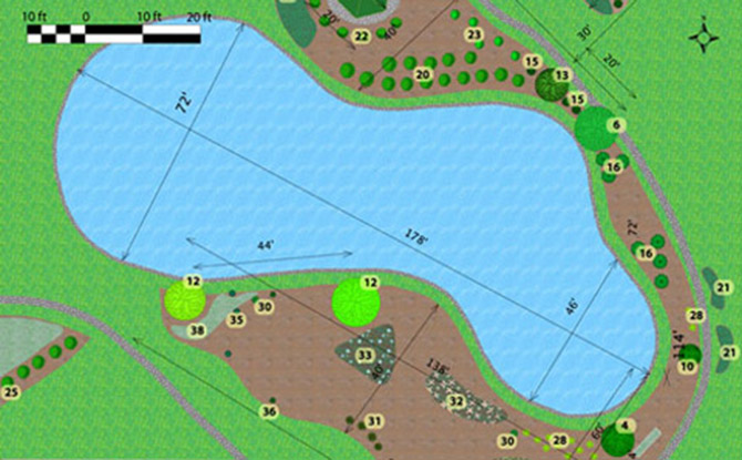 Park Layout with a Plant Inventory - Closeup